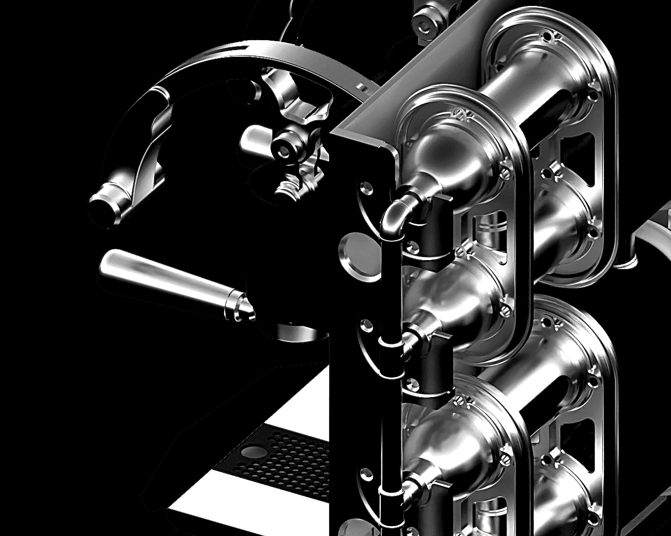 Espresso machine with exposed pyrolysis chamber